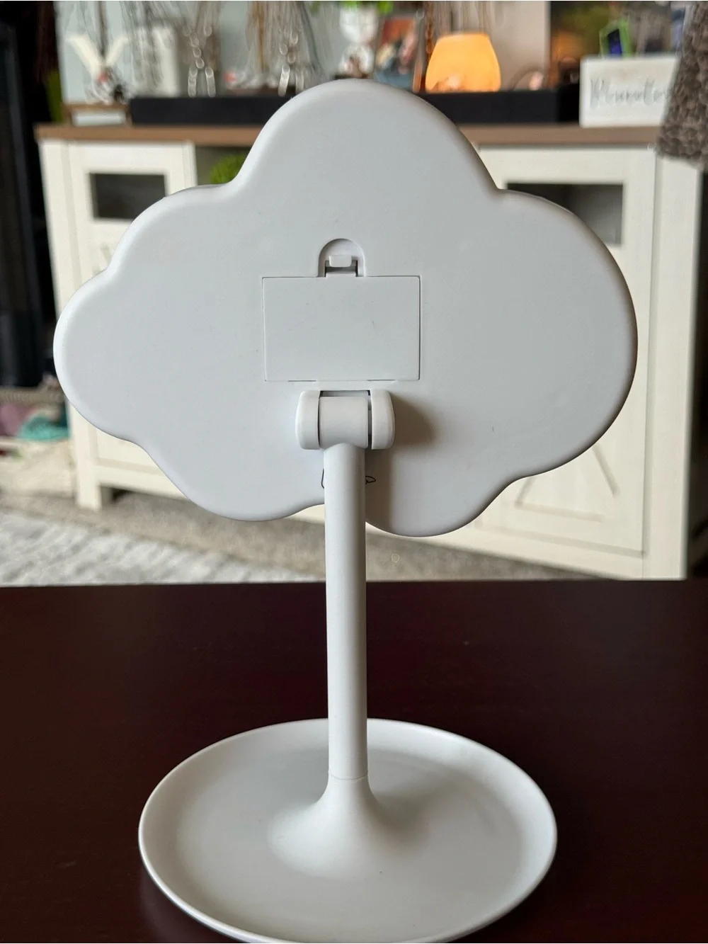 Cloud-Shaped LED Vanity Mirror in White with Integrated Tray